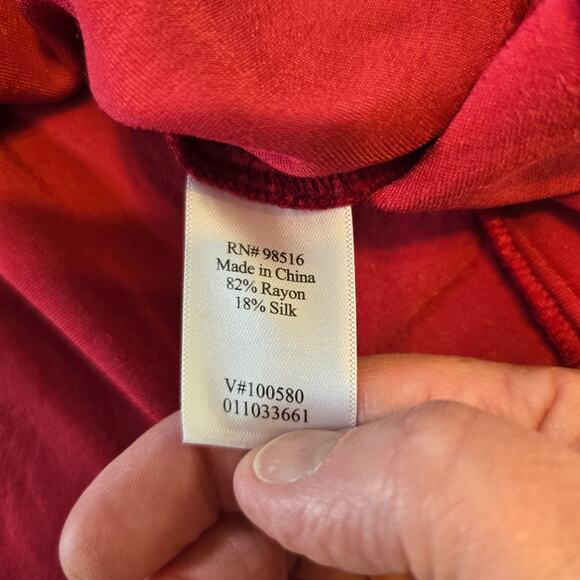 Coldwater Creek Velvet Blouse Women's MP Red Button Up Feminine Romantic Boho - Picture 6 of 9